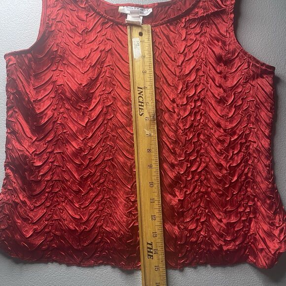 Vtg MISS DORBY 2-Piece Midi Skirt Sleeveless Blouse Set Petite Womens 10 P Red - Picture 8 of 14